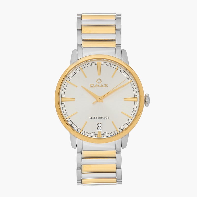 OMAX ساعة أوماكس ماستربيس للرجال - فضي وذهبي - Image 1